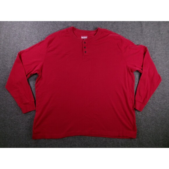 Basic Editions Shirt Men XXL Red Henley Classic Causal Outdoor Long Sleeve - Picture 1 of 9